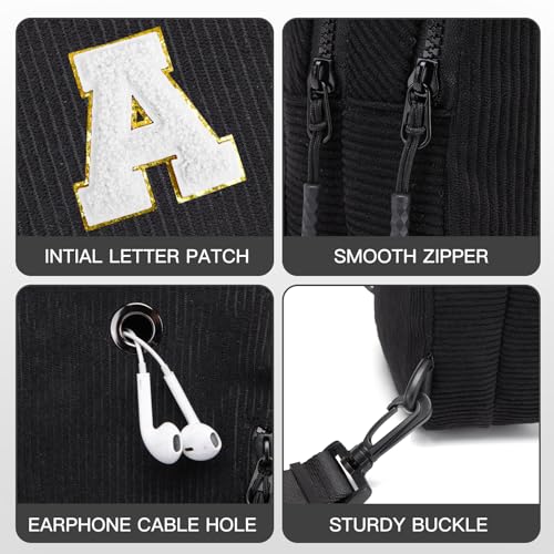 Image of Viverte Small Corduroy Sling Bag Initial Crossbody Bag Fanny Pack for Girls Personalized Birthday Gifts for Teen Girls Gifts