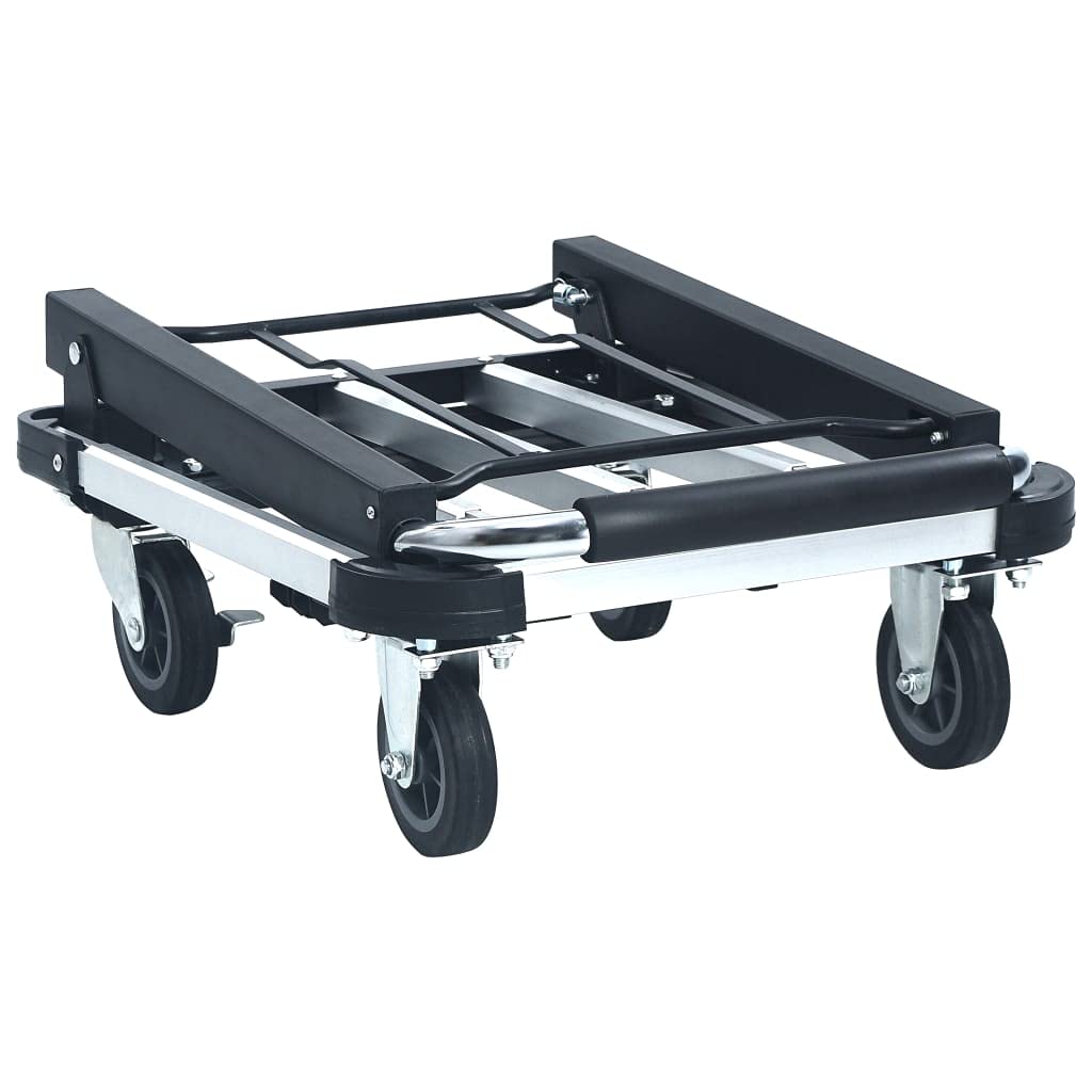 Carrello da trasporto pieghevole in alluminio con portata di 150 kg, regolabile in altezza, pieghevole e antiruggine, con piattaforma e 4 ruote, ideale per officina, giardino