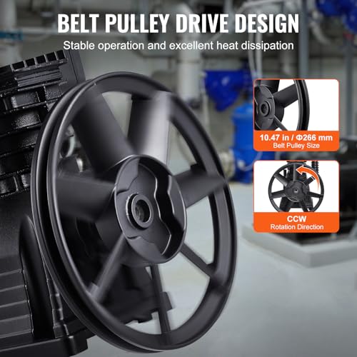VEVOR Pompkop voor luchtcompressor, 3 pk, 5,8 CFM bij 90 psi, 2-cilinder luchtcompressor pompkop met een druk van max. 116 psi, pompkop debiet 164 l/min - Afbeelding 4