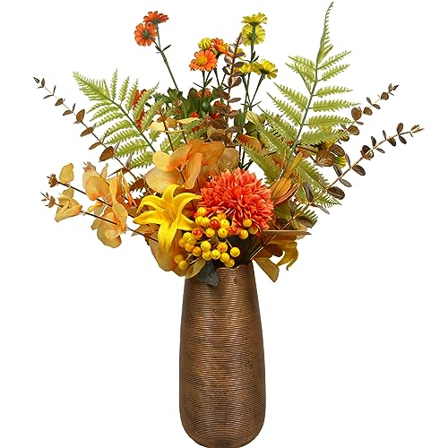 Image of Tinsow 26pcs Artificial Eucalyptus Stems Gold Faux Eucalyptuses Branch Real Touch Leaf Wedding Bouquet Minimalist Fall Home Decor