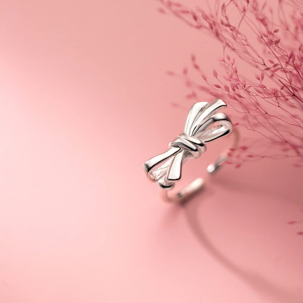 Verstellbarer Ring, S925 Sterling Silber Schmetterling Knoten Ring Verstellbare Ringe Temperament Offener Ring Silber Daumenring Ewigkeitsring Hochzeit Charme Schmuck Geschenke Für Männer Mädchen