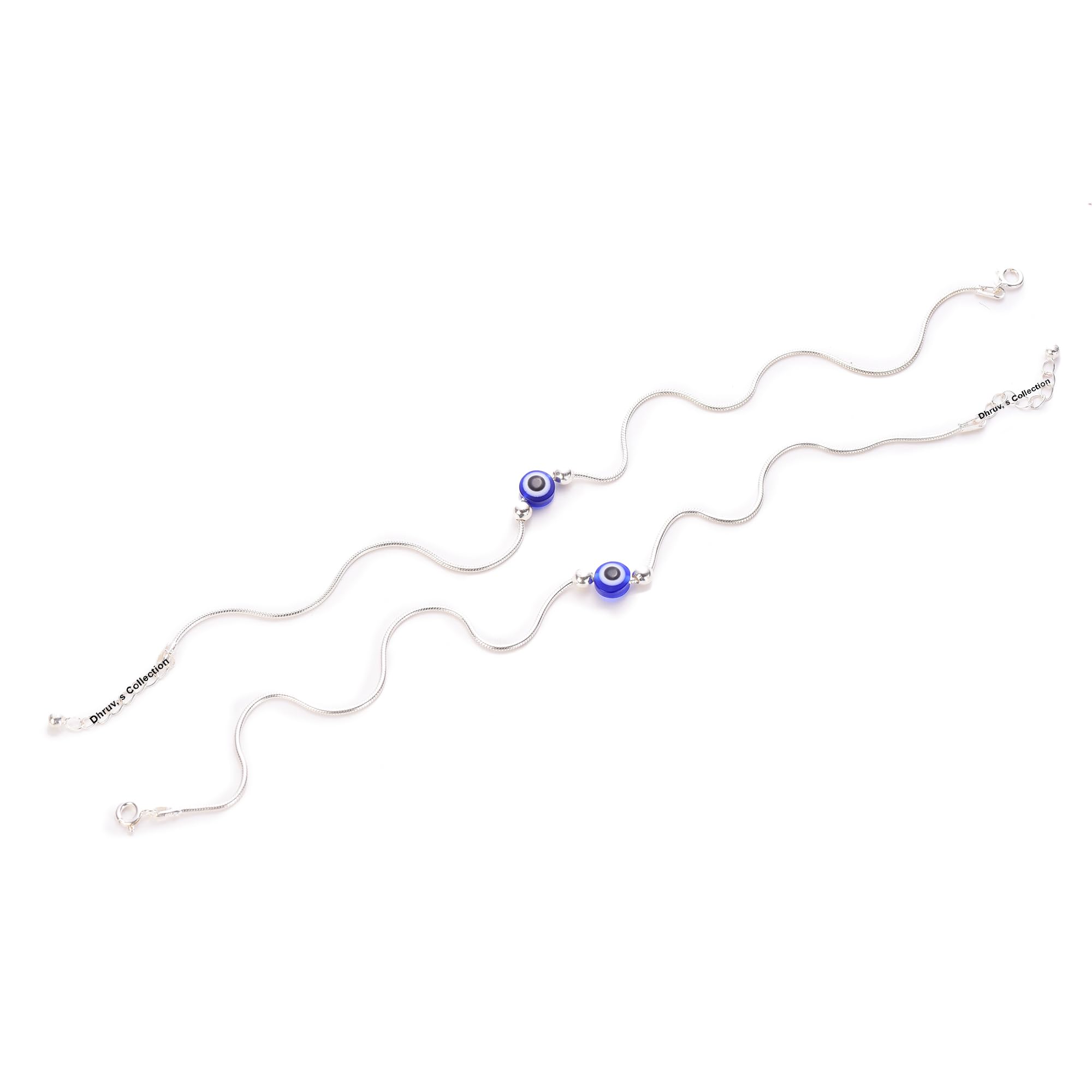 Silver Snake Threaded Evil Eye Anklet For Girls & Women - 8 Grams-image-26