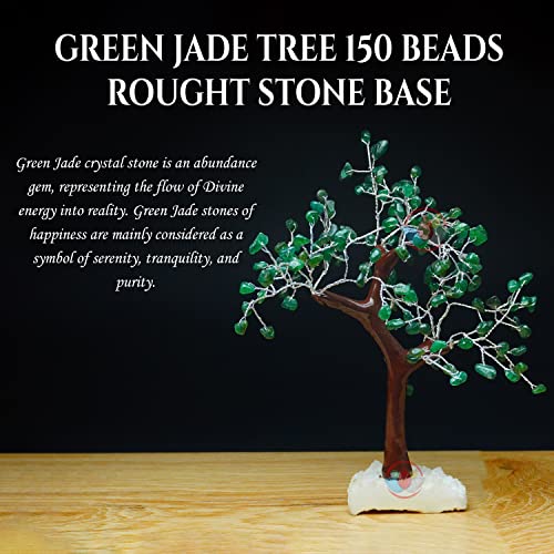 Image of REMEDYWALA Charged Energized Green Jade Crystal Tree Cluster Stone Base for Reiki Healing Green Jade Stones Crystal Tree 150 Beads