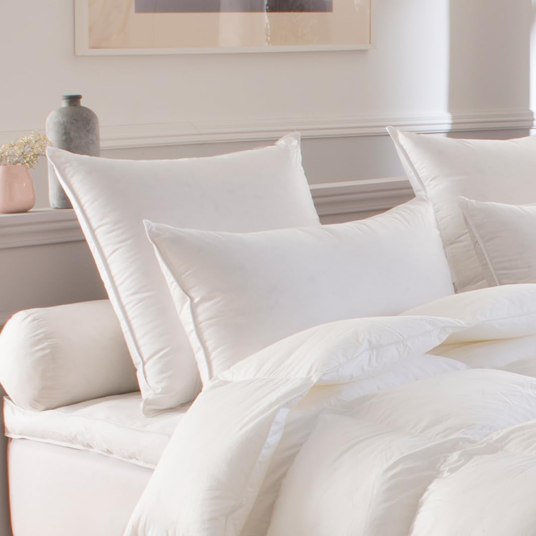 Oreiller Cap Nord Drouault - 65x65 Cm, Garnissage 80% Duvet Canard/oie, Enveloppe Percale Coton Douce, Fabriqué En France, Lavable Machine