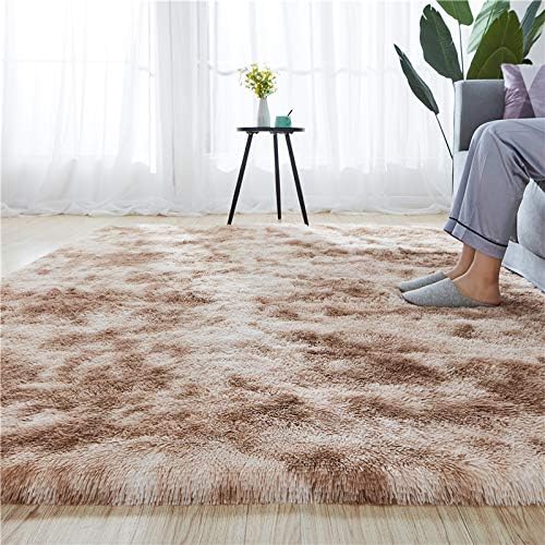 Rainlin Soft Fluffy Bedroom Rugs Indoor Shaggy Plush 2x3 Area Rug College Dorm Living Room Home Decor Floor Carpet Shag Non-Slip Nursery Rugs, Khaki