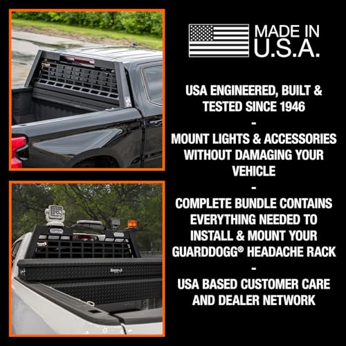 Image of GuardDogg by Buyers 851560 23.50 inch Matte Black Heavy-Duty Steel Pickup Truck Headache Rack Bundle w /Mounting Brackets, Popular with RAM 2500 & 3500, Made in The USA