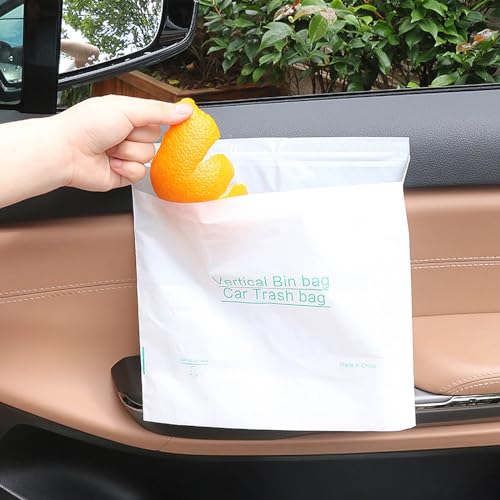 Image of 50pcs Car Trash Bags，Disposable Car Garbage Bags, Portable Waterproof Leak Proof Barf Vomit Bags, Easy Stick-On and Self-standing Cleaning Bags for Cars, Bedrooms, Bathrooms, Offices, Kitchens