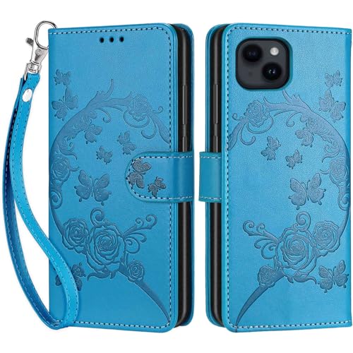 Housse iPhone 15 Plus 6,7" en cuir synthétique fleur premium