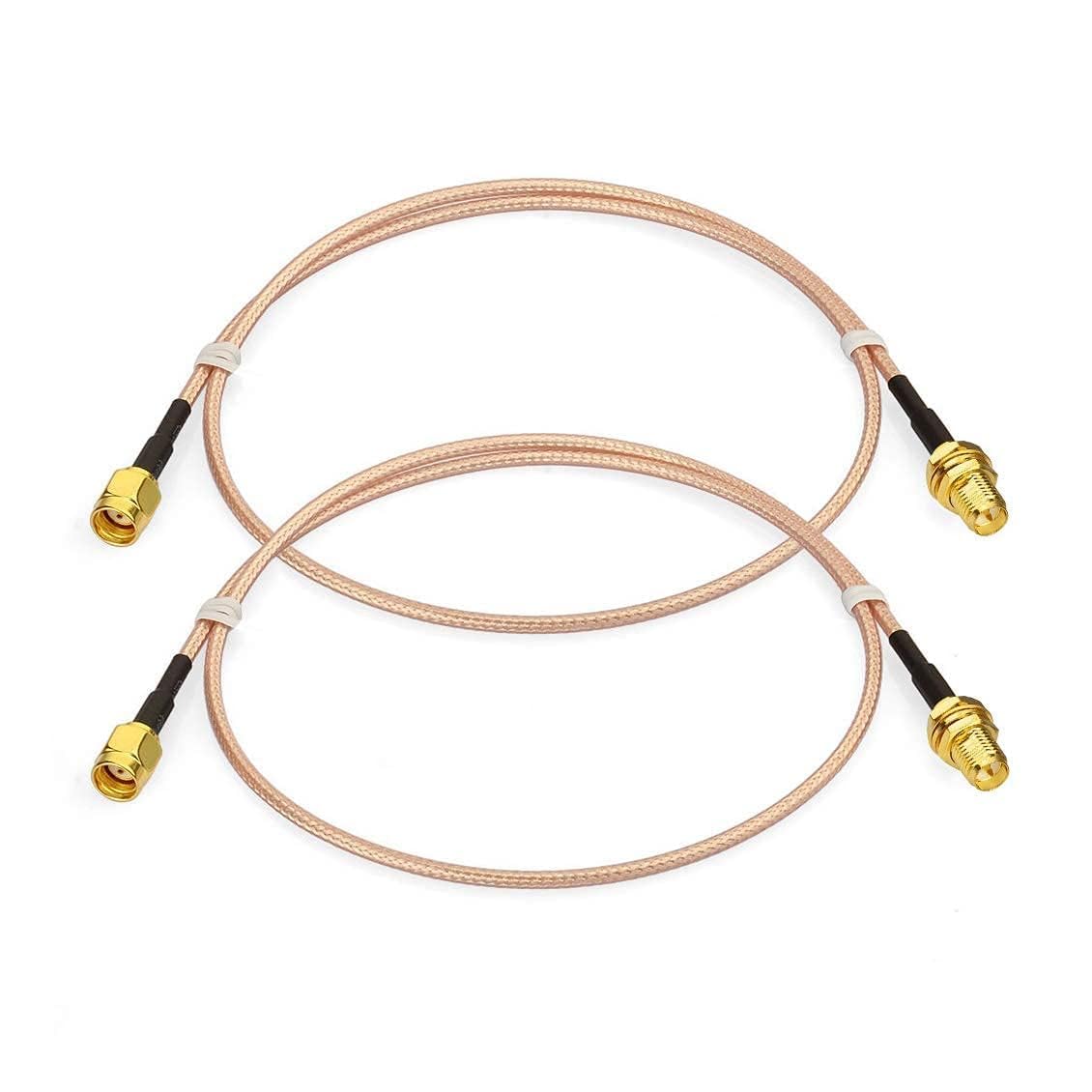 Bingfu Cavo Prolunga Antenna WiFi RP-SMA Maschio a Femmina RG316 60cm, 2pcs | Cavo Estensione Coassiale, per Router WiFi, Telecamera Wireless, Videocamera IP, Scheda Rete PCI PCIE, Modulo, Bluetooth