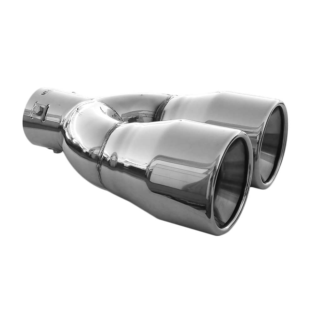 Sortie Pot Universelle Double Embout échappement 60mm - Acier Inoxydable - Universel - Style Sport - Installation Facile Silencieux Chromé