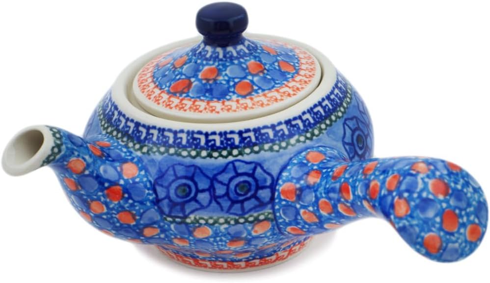 Polmedia Polish Pottery Tea or Coffee Pot UNIKAT - Midnight Tango Pattern Handmade in Boleslawiec Poland by Ceramika Artystyczna + Certificate of Authenticity