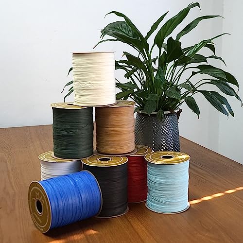 Raffia Ribbon for Gift Wrapping, Packing Paper Twine, Craft Ribbon Raffia Yarn for Crochet - 1/4'' Wide, 100 Yards, Black