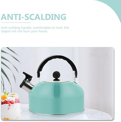 Miniatura 3 de Veemoon Hervidor de té de acero inoxidable de 1.8 litros, tetera de agua, hervidor de café, hervidor de té silbato con asa, calentador de leche de