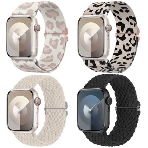 Image of Delidigi Stretchy Bands Compatible for Apple Watch Band Women 40mm 38mm 41mm 42mm 44mm 45mm 46mm 49mm, Nylon Braided Straps for iWatch Series 11 10 9 8 7 6 SE 5 4 3 Ultra 3 2 1
