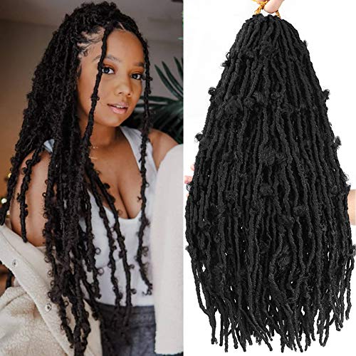 Butterfly Locs Crochet Hair Faux Locs 24 Inch 7 Packs Long Distressed Locs Crochet Hair For Black Women Soft Locs Crochet Braids Pre Looped Synthetic Braiding Hair Extension (24 Inch, 1B#)