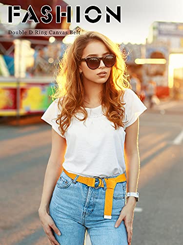 Geyoga 5 Pieces Canvas Belts D Ring Web Belt for Men Women, Fabric Belt with Double Buckle for Pants Skirts Shirts Christmas Favor2