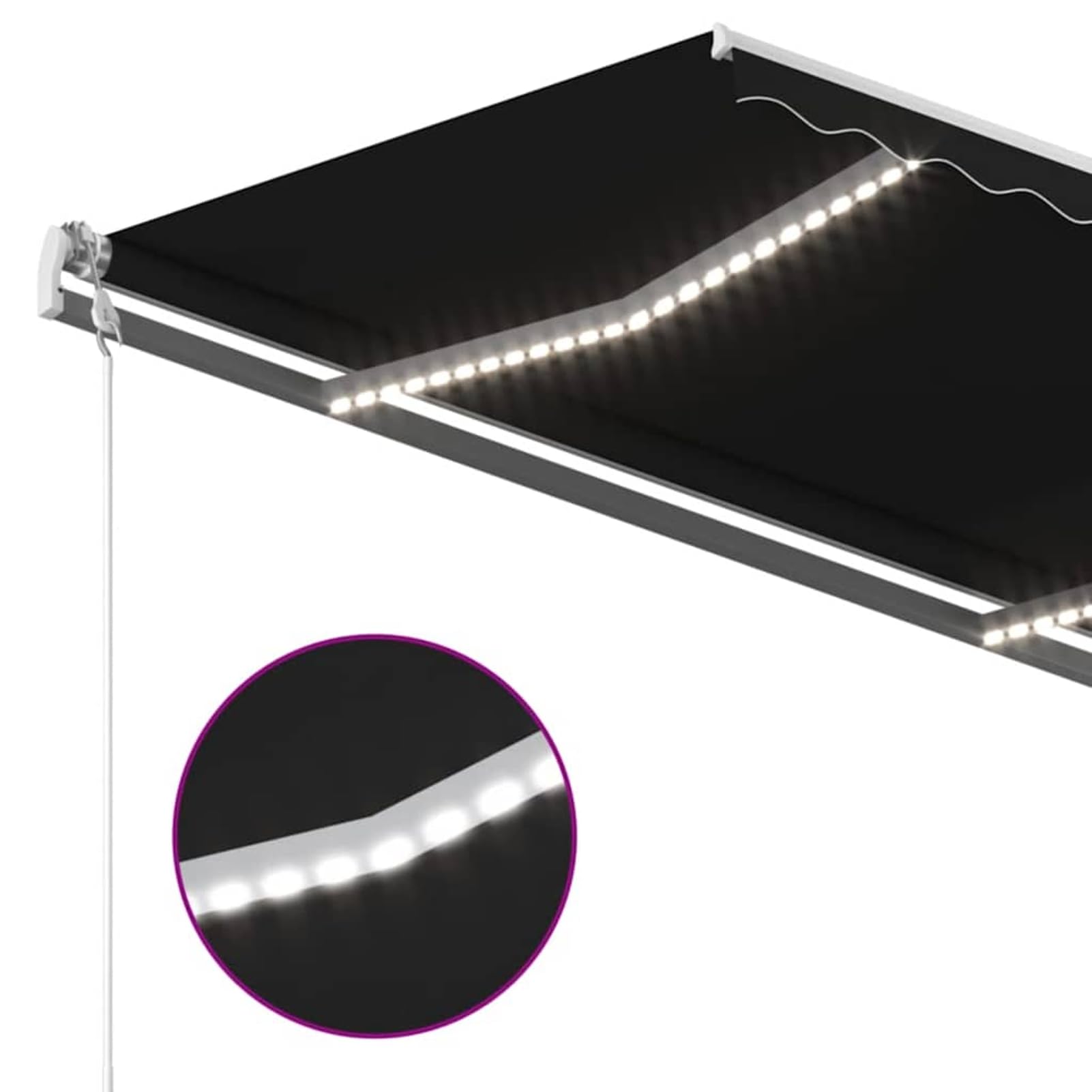 Tenda da sole con sensore automatico del vento e luci a LED, 400 x 350 cm, tessuto in poliestere con rivestimento in poliuretano, tenda da sole con braccio articolato per terrazza