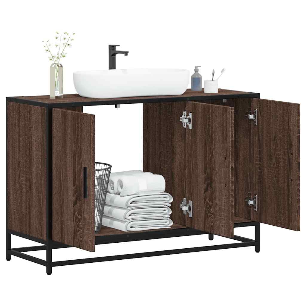 Armario para lavabo de baño que maximiza el almacenamiento con madera de ingeniería