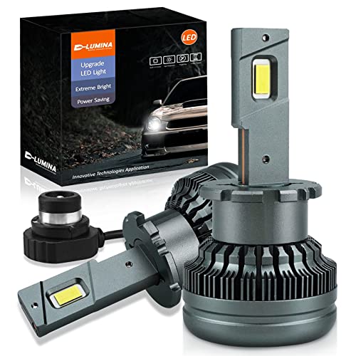 D-Lumina Ampoule D2S LED Voiture Anti Erreur Canbus D2R D2C, Kit de Conversion Led Remplacement Lampe HID Xénon, 50W 12000LM D2S LED Ampoule Auto 6500k Blanche, Brancher et Utiliser, Paquet de 2