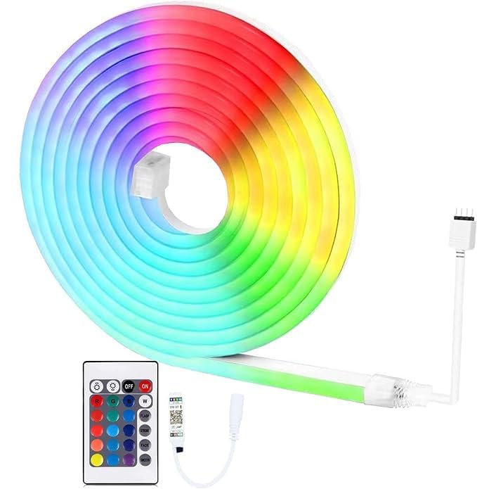 Buy DIAGONAL RGB 5M Neon LED Strip Lights Remote-Control Flexible ...