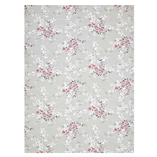 Image of Haus & Kinder Satin Floral 100% Cotton Bedsheet with 1 Pillow Cover, 186 TC, Size 88 inch by 58 inch (Grey)