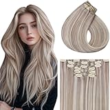 【Glänzende und modische Farbe】 Es gibt verschiedene Farben von Echthaar Clip in Extensions. Es kann einen leichten Farbunterschied zwischen den Bildern und dem Haar aufgrund unterschiedlicher Monitore geben.