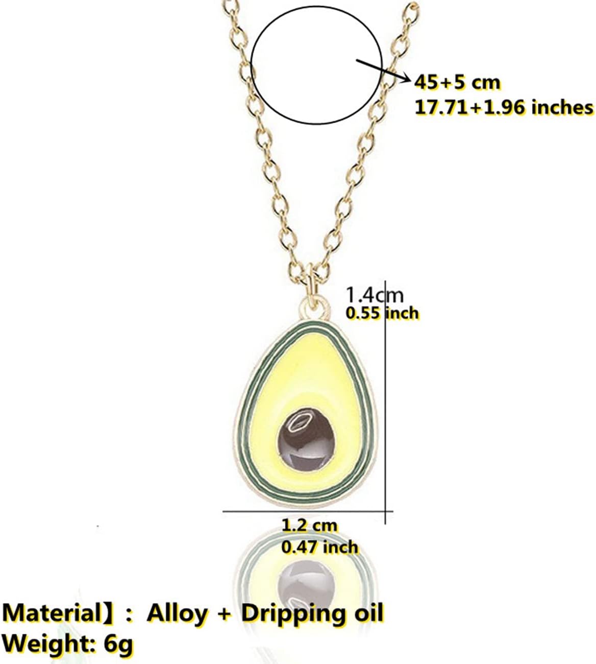 Avocado Pendant Necklace for Women Cute Green Avocado Fruit Food Necklaces (Avocado) - Image 3
