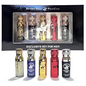 Beverly Hills Polo Club 5 Piece Mini Gift Set Exclusive for Men, EDT Eau De Toilette 5 Mini 0.5oz Bottles