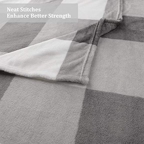 Piccocasa Plaid Flannel Fleece Blanket Twin Size, Soft Buffalo Checkered Throw Blanket, Tartan Decorative Plush Blanket For Couch Sofa Bed, 60" X 78", Grey And White #TOP4