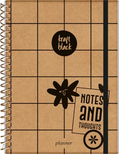 Jandaia - Agenda Planner Permanente Capa Dura 160Pgs Kraft Black Squares