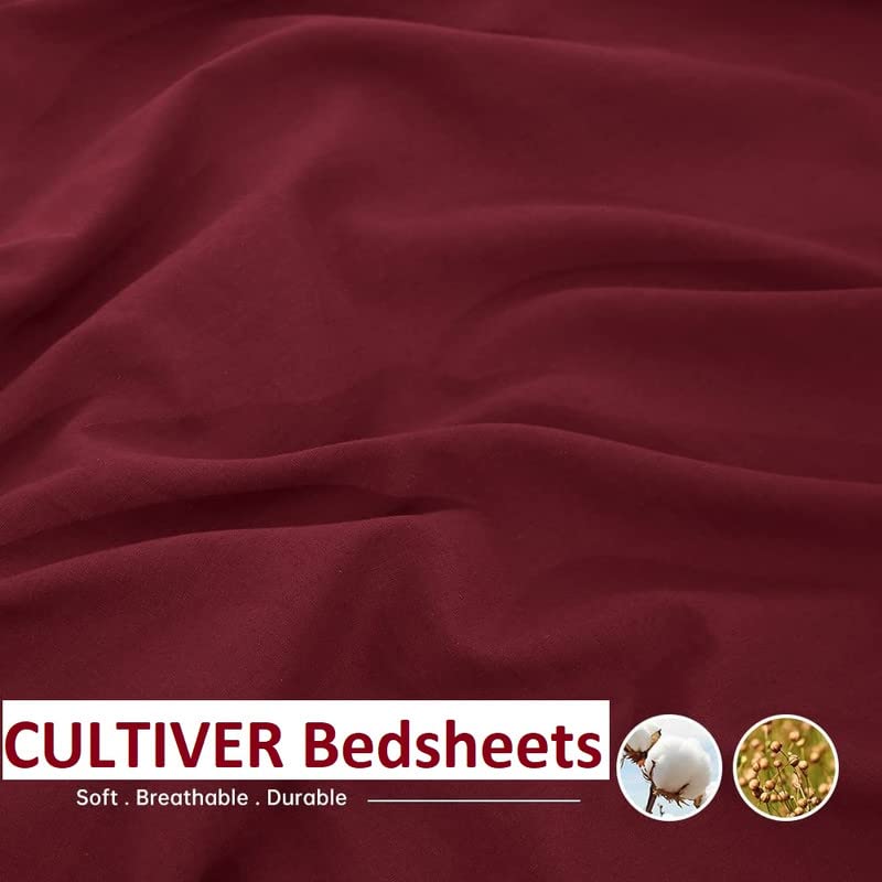 Image of Cultiver Bedsheet for Single Bed, Solid Colour Single Size with 1 Pillow Cover, Small Single Plain Colour Bedsheet Ultra Soft Brushed Micro Fabric Shrinkage & Fade Resistant (60x90 Inch, Maroon Color)