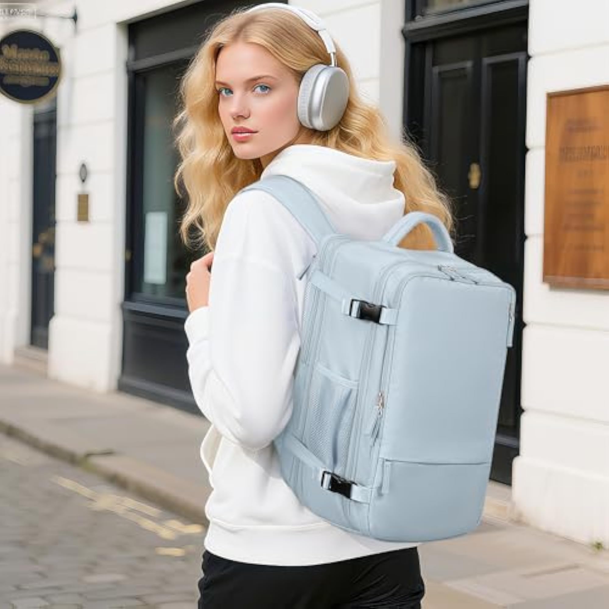 Airline Approved Light Blue Travel Backpack, X-Large