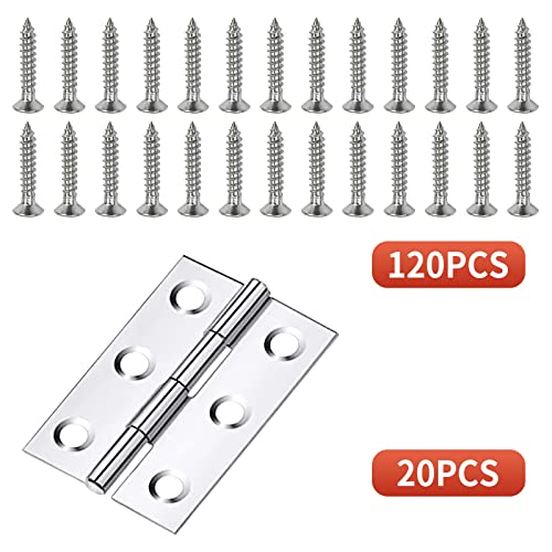 Image of 2 Inch Stainless Steel Hinges for Wood Box Crafts, 20 Pack