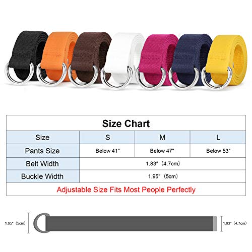 LEACOOLKEY Men Women Double D Ring Canvas Belt with Sliver Buckle Casual Web Fabric Belts Military Belt for Men - Image 7