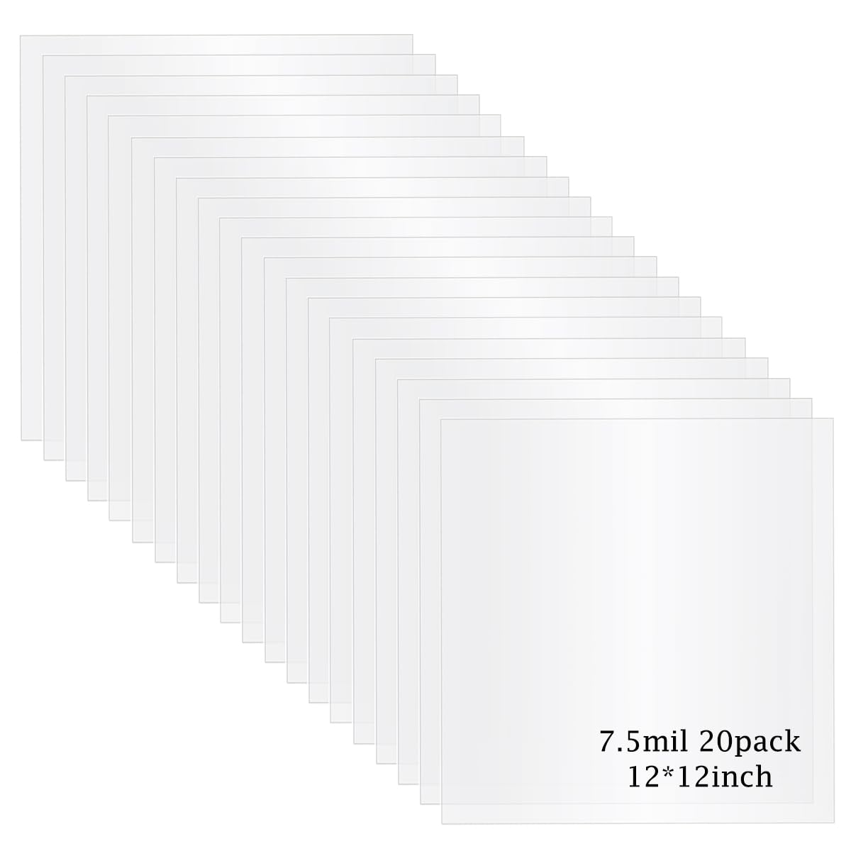 20 Pack 7.5mil Mylar Sheets, 12 X 12 Inch Stencil Paper for Cricut, Laser Cutting, Template Plastic for Quilting, Blank Plastic Sheets for Crafts, Food Grade Mylar Stencil Sheets