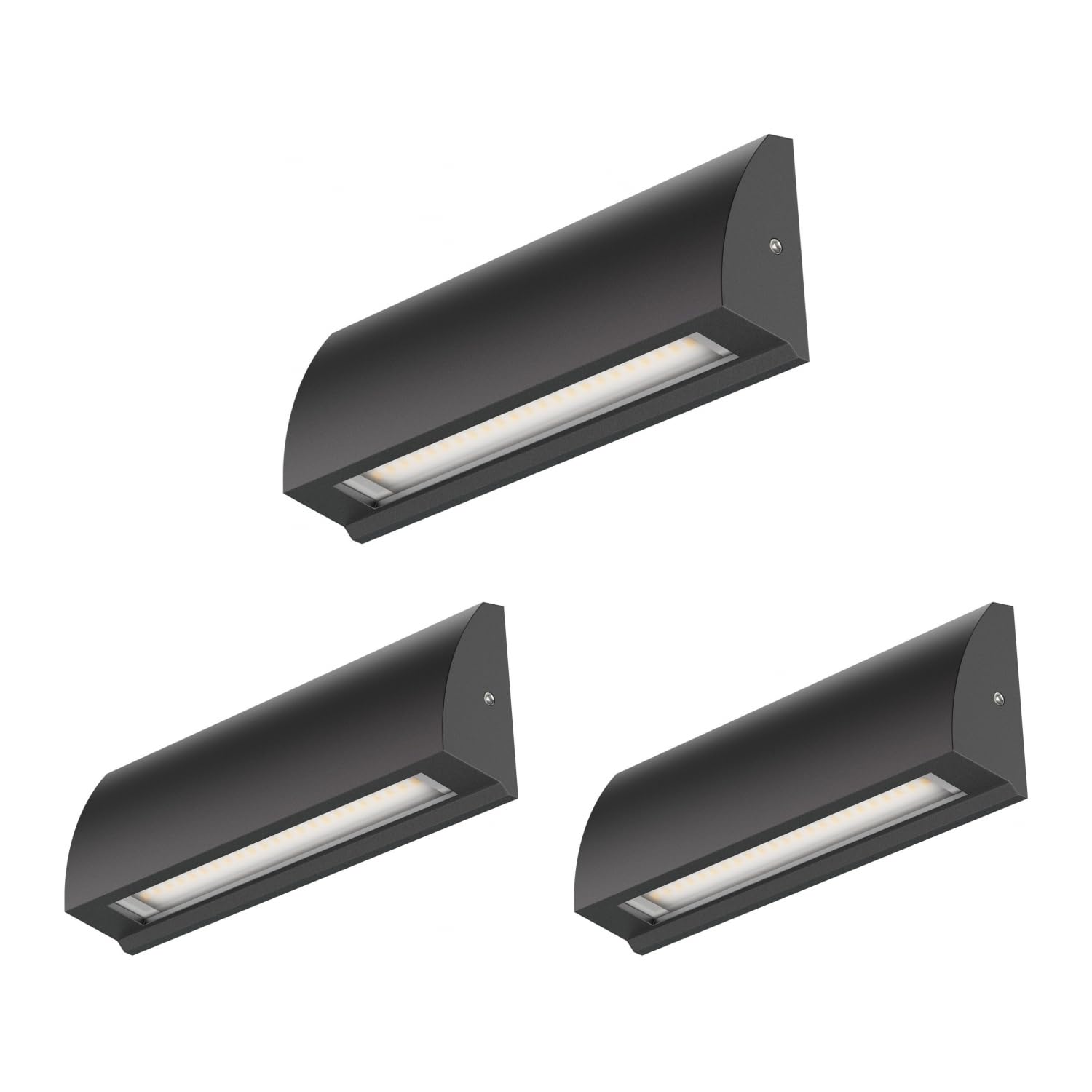 ledscom.de 3 LED wall Light/Staircase Light SEGIN for Outdoors IP54, Flat, Downlight, Black matt, Angular, 6.3 W, 630lm, Cool White