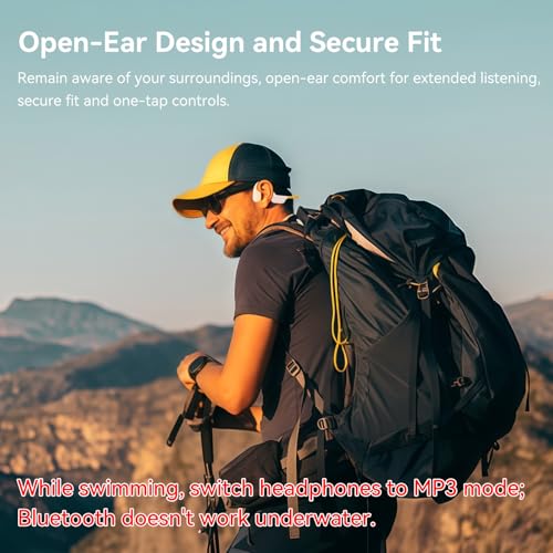Image of Full-Coverage Liquid Silicone Swimming Headphones, IP68 Waterproof Underwater Headphones, Bluetooth 6.0&MP3 with 32GB Memory Card, Soft /Skin-Comfortable Open Ear Bone Conduction Swim Earbuds