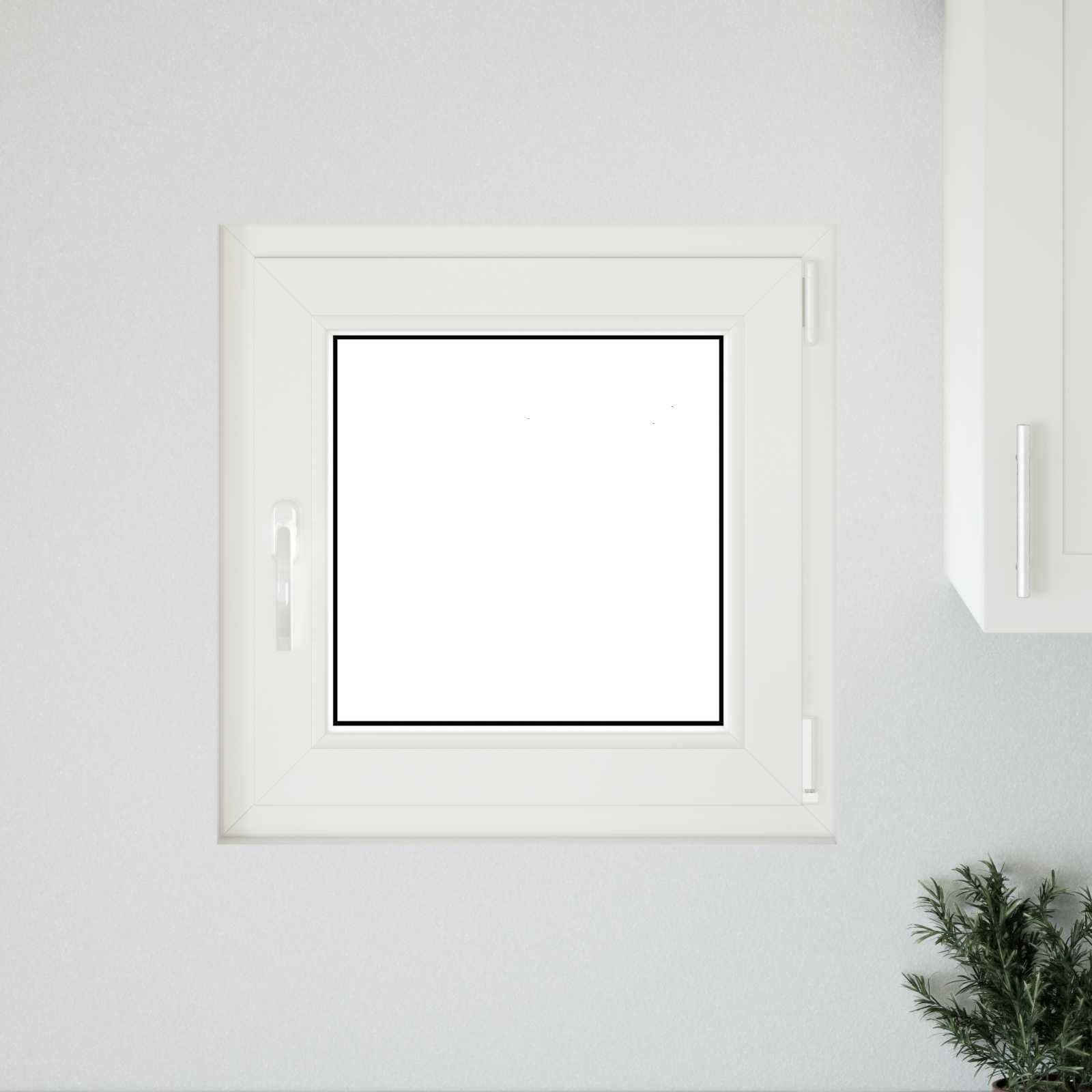 RISOR okno piwniczne, 50 x 50 cm, PCW i szkło, białe, uchylne, z ochroną cieplną i akustyczną, przeszklenie izolacyjne, rama 5-komorowa, idealne do piwnicy i wnętrz