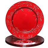 Spsyrine Christmas Snowflakes Red Charger Plates, Set of 6 Round Chargers for Table Setting,...