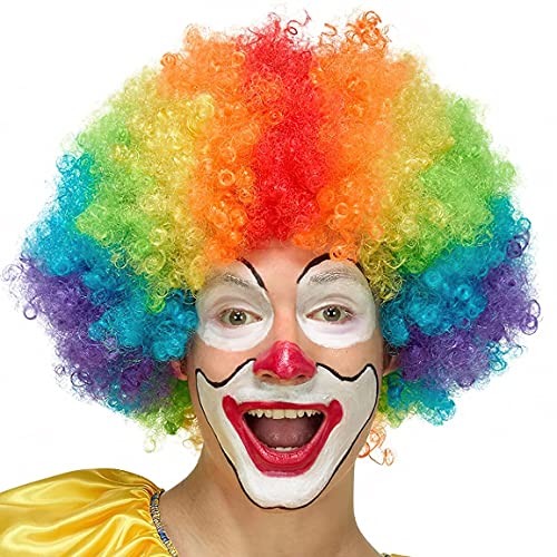 Pack Of 2 Funny Clown Curly Afro Wigs, Rainbow Wig Colorful Clown Wig,Crazy Afro Wig 70'S 80'S Disco Theme For Kids Adult Women Men's Childrens Boys Girl Party Halloween Costume Prank #TOP4