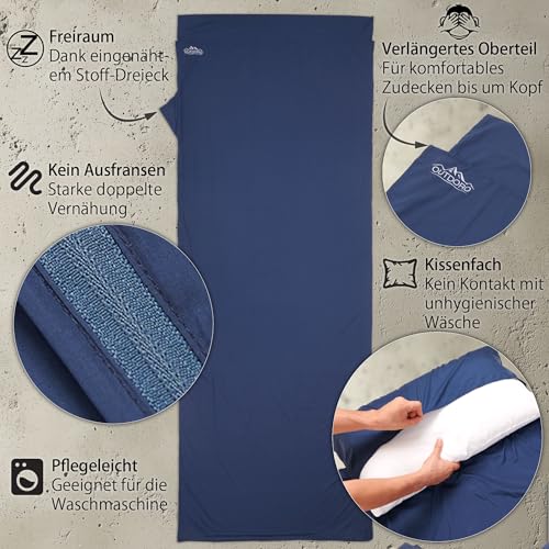 Outdoro Sac de couchage de refuge – seulement 210 g en microfibre Microlight – Sac de couchage de voyage ultra léger – Petit, fin et compact – Coutil, feuille de voyage – Image 5