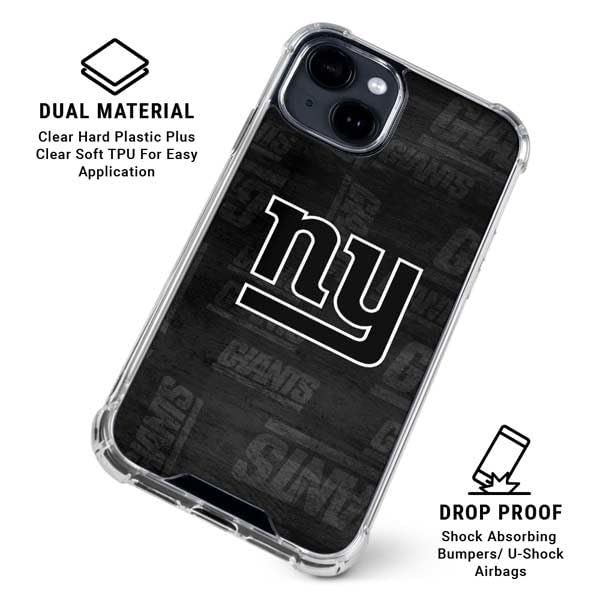 Skinit Clear Phone Case Compatible with iPhone 14 - Officially Licensed NFL New York Giants Black & White Design