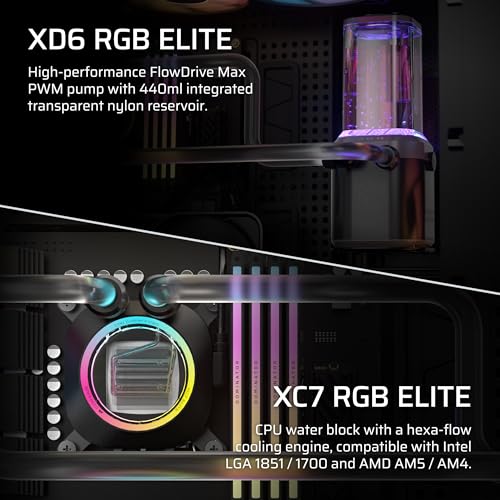 CORSAIR XH505i RX 360 RGB Custom Cooling Kit – XC7 CPU Water Block, XD6 Pump Reservoir, 3X RX120 RGB Fans, XR5 360mm Radiator, System Hub Included – Black - image 4