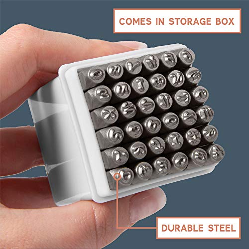 Metal Stamping Kit, 37 Piece Punch Set - Handwritten Style Font Number & Letter Stamps for Metal, Jewelry, Wood, Leather & More - Thumbnail 2