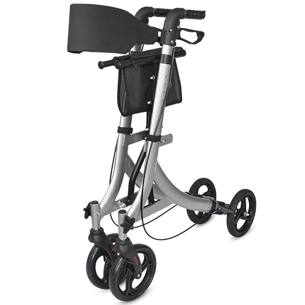 alluminio Rollator,Deambulatore Rollator Pieghevole,deambulatore da esterno,Girello anziani,Altezza regolabile,per terreni e attività all'aperto silver