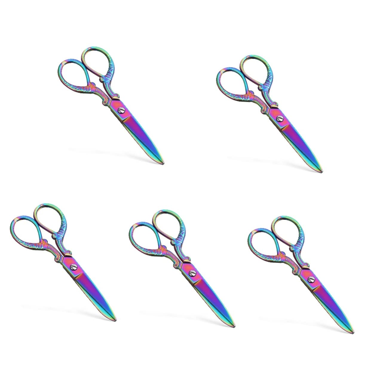 Angoily 5 Pezzi Forbici da Sarta in Acciaio Inossidabile per Tessuti Colorate e Resistenti per Cucito Ricamo e Manuale