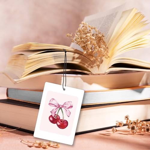 Image of Coquette Pink Bow Lavender Car Air Freshener, Preppy Pink Cherry Disco Ball Ace Card Hanging Air Freshener 4 Pcs for Cars Closet Drawer Books, Cute Girly Car Accessories Mirror Decor for Women
