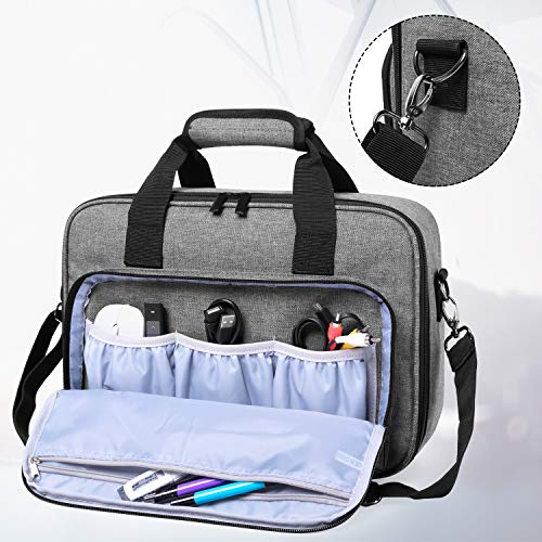 Luxja Projector Case, Projector Bag with Protective Laptop Sleeve, Projector Carrying Case with Accessories Pockets, Large(16 x 11.5 x 5.75 Inches), Gray - Thumbnail 7