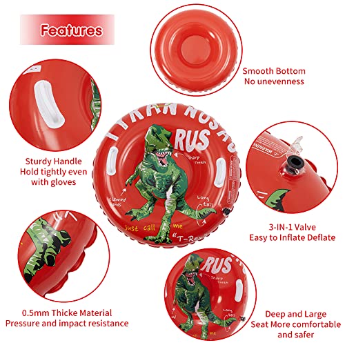 Snow Tubes (2 Sets), 34 Inches Inflatable Snow Sled For Kids And Adults,Thickened 0.5Mm Heavy Duty Hard Bottom Sleds For Snow With Handles, Big Snow Tubes For Outdoor Sledding For Boys Girls #TOP2