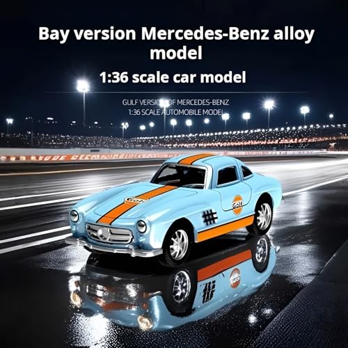 Image of 1:36 Scale Die Cast Mercedez-Benz Alloy Car Toy | Openable Doors | Rubber Tyres | Rear Wheel Pull-Back | Metal Body Model Car | Gulf Racing Edition | Collectible Vehicle for Kids & Adults